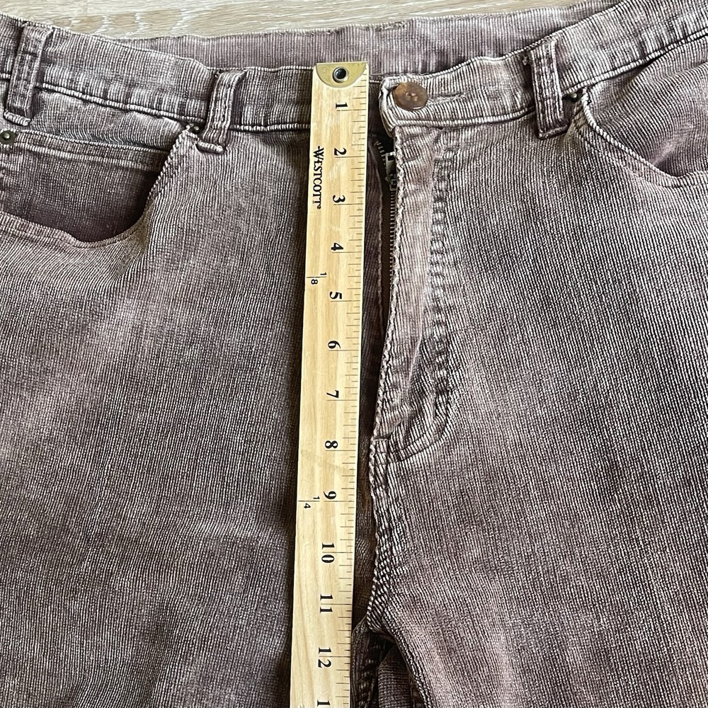 Ojai Women's Brown Corduroy Pants Size 38 Straight Leg Distressed Mini-Cords - Picture 3 of 9